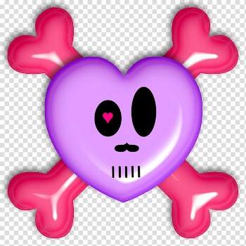 Skulls, purple and red heart transparent background PNG clipart