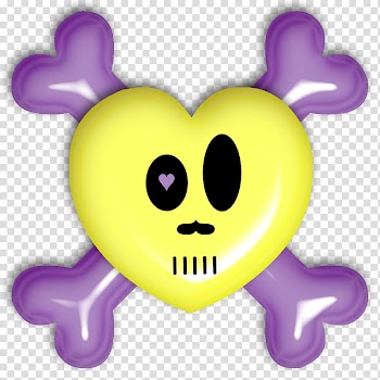 Skulls, yellow heart with bones transparent background PNG clipart