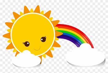 Sky Cartoon Yellow - Rainbow With Cloud Png
