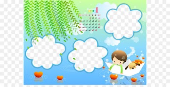 Sky Text Blue Cartoon Illustration - Calendar Template 