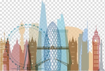 Skyline Drawing Illustration, Colorful fresh city transparent background PNG clipart