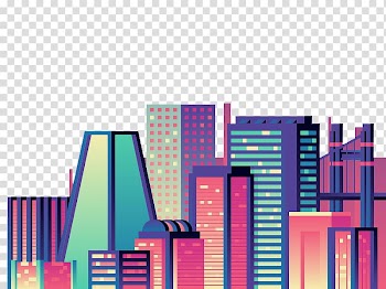Skyline Graphic design Illustration, Colorful city transparent background PNG clipart
