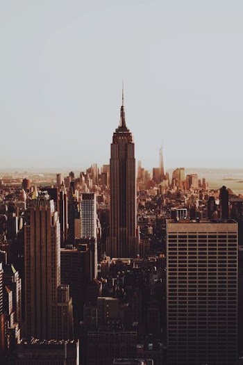 skyline of Empire State Building, New York City in sepia photography