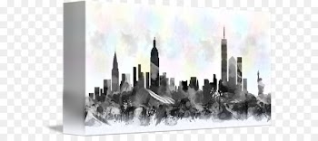 Skyline Transparent Watercolor Watercolor painting Art - watercolor skyline 