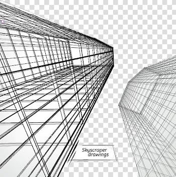 Skyscraper drawing, Skyscraper Architectural drawing Architecture, Building lines transparent background PNG clipart