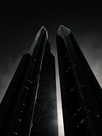 Sleek Architectural Towers in Monochrome