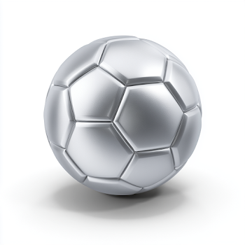 Sleek Metallic Silver Soccer Ball on White Background