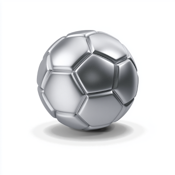 Sleek Metallic Silver Soccer Ball on White Background