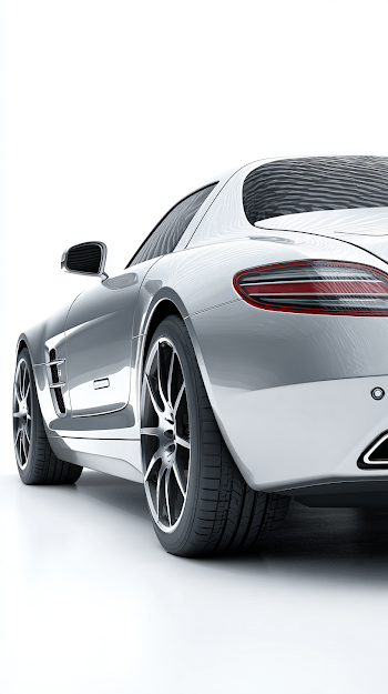 Sleek Silver Exotic Sports Car - Back and Side View