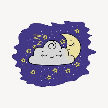 Sleeping cloud and moon clipart, | Free PSD - rawpixel