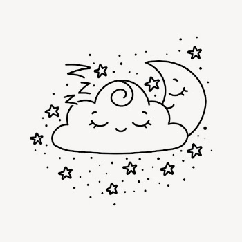 Sleeping cloud and moon drawing, | Free Photo - rawpixel