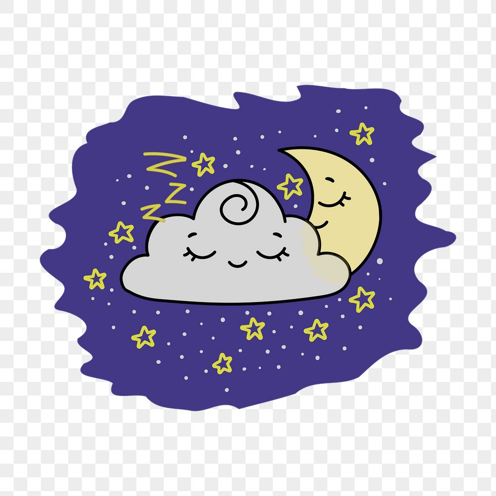 Sleeping cloud png moon sticker, | Free PNG - rawpixel