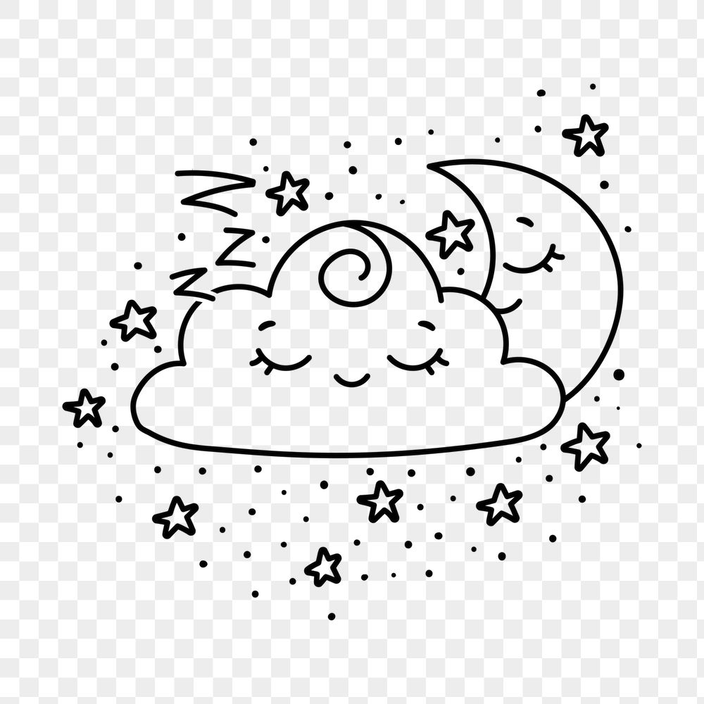 Sleeping cloud png moon sticker, | Free PNG - rawpixel