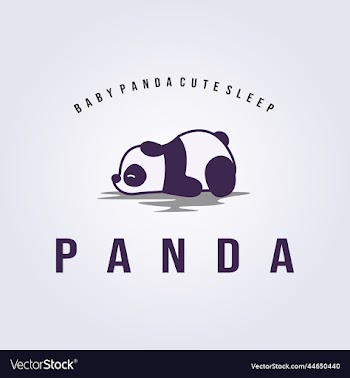 sleeping cute panda logo mascot icon symbol