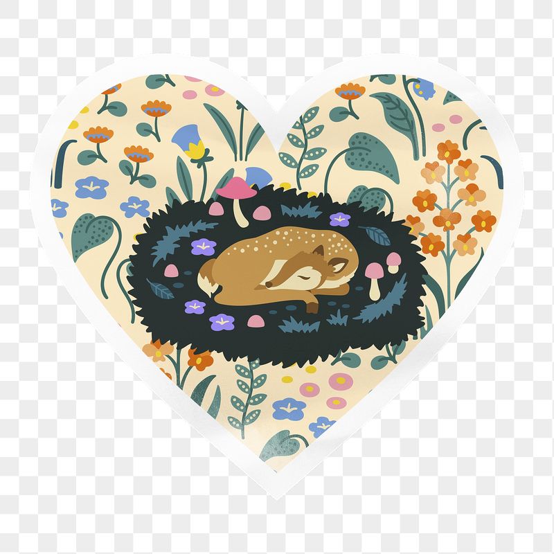Sleeping deer png heart badge | Free PNG - rawpixel