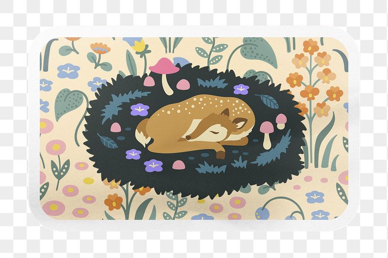 Sleeping deer png rectangle badge | Free PNG - rawpixel