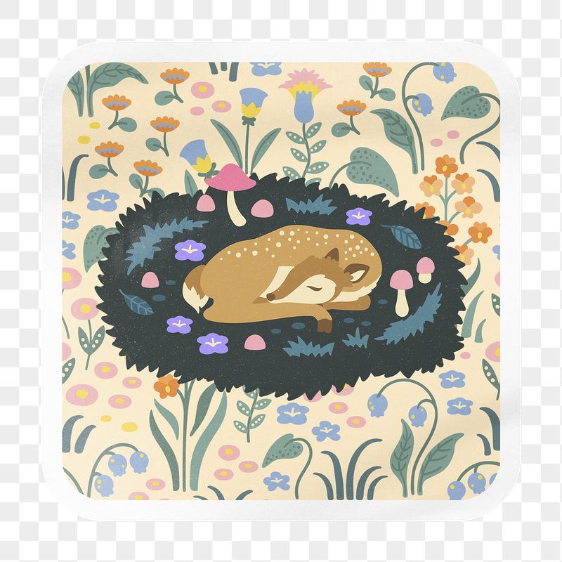 Sleeping deer png square badge | Free PNG - rawpixel