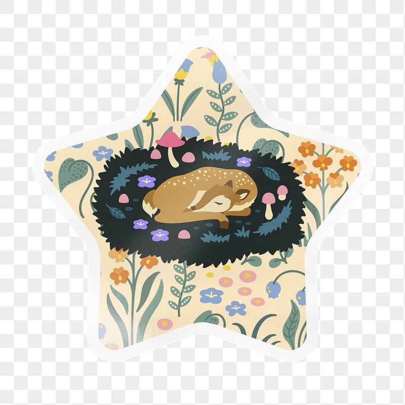 Sleeping deer png star badge | Free PNG - rawpixel