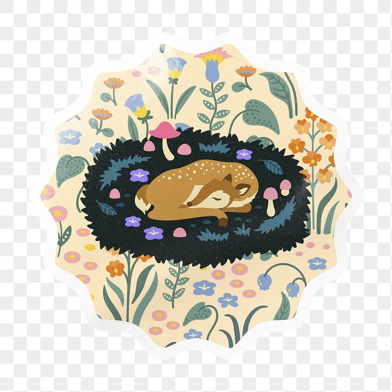 Sleeping deer png starburst badge | Free PNG - rawpixel