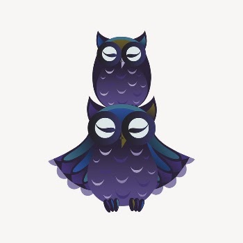 Sleeping owls, animal clipart, Glitch | Free PSD - rawpixel