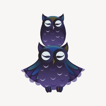Sleeping owls, animal clipart, Glitch | Free Vector - rawpixel