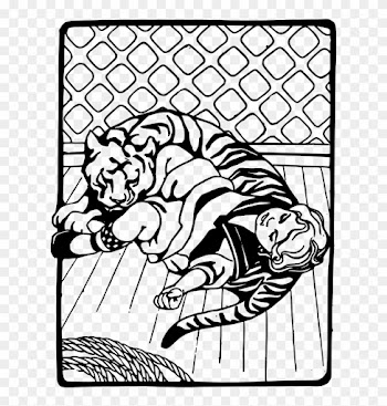 Sleeping With A Tiger - Tiger Illustration With Girl
