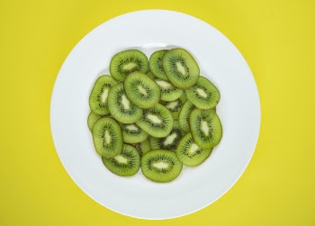 Slice Kiwi Fruit on Salad Plate