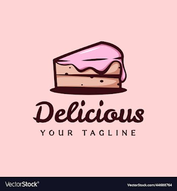 slice of delicious strawberry cake logo
