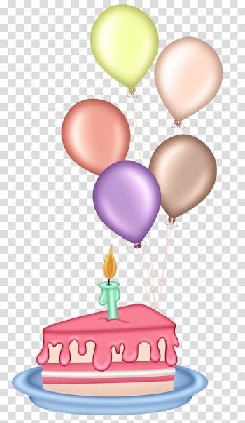 Sliced cake , Birthday cake Cupcake Balloon , Cartoon cake and balloons transparent background PNG clipart