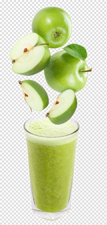 Sliced green apple fruit and juice, Orange juice Cocktail Smoothie Apple juice, Creative fruit juice transparent background PNG clipart