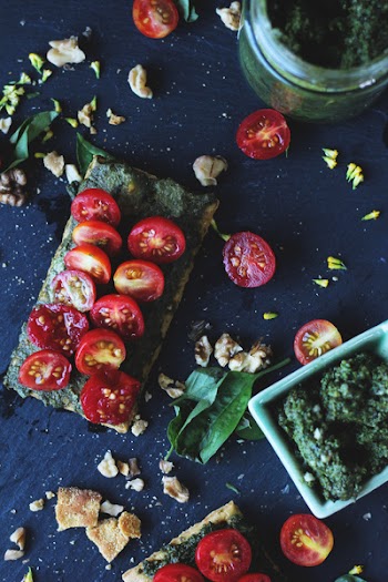 Sliced Tomatoes and Herbs