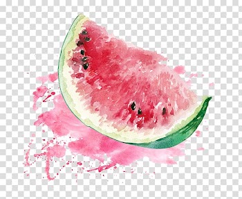 Sliced watermelon illustration, Watermelon Watercolor painting, Watercolor watermelon transparent background PNG clipart