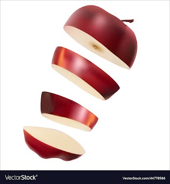slices of flying apples on isolated background