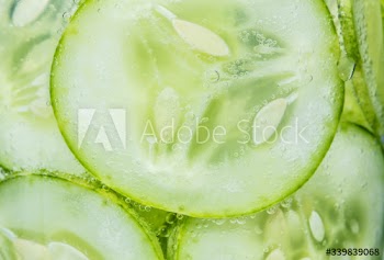 Slices of freshly cut cucumber