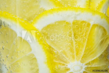 Slices of freshly cut lemon