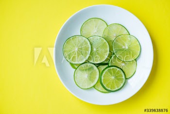 Slices of freshly cut lime