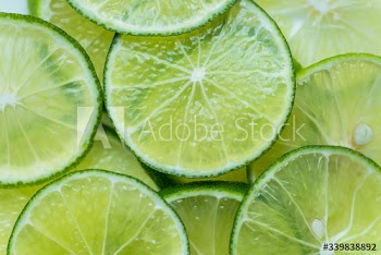 Slices of freshly cut lime