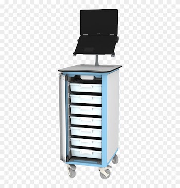Slim Medication Laptop Cart - Drawer