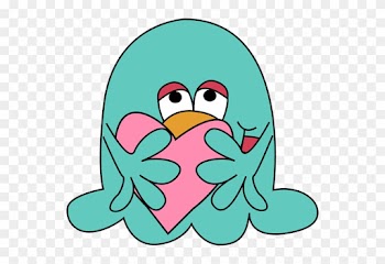 Slimy Monster Hugging A Heart - Monster Heart Clipart
