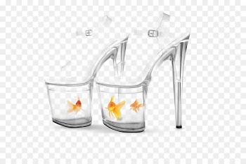 Slipper High-heeled footwear Platform shoe Sandal - Transparent high heels in goldfish 