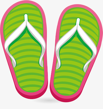 Slippers Png Vector Elements, Flip Vector, Green, Cartoon PNG and ...