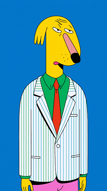 Sly Dog Portrait in Bright Colors