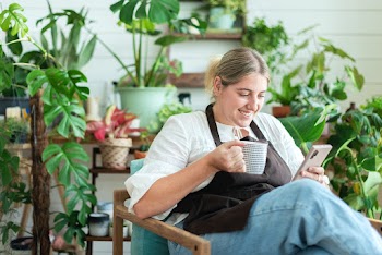 Small business owner using a smartphone | Free stock photo | High Resolution image