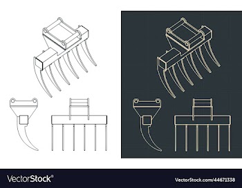 small rake for excavator blueprints