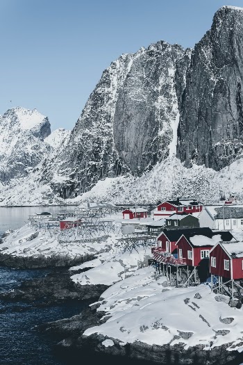 Small village with red cabins