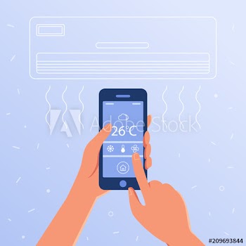 Smart air conditioning system set up and controlled with a smartphone