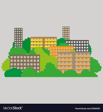 Smart city with contemporary buildings networks vector image