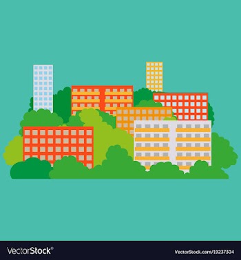 Smart city with contemporary buildings networks vector image