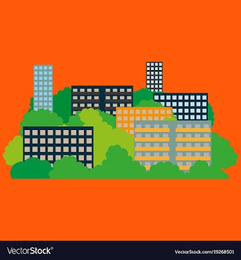 Smart city with contemporary buildings networks vector image
