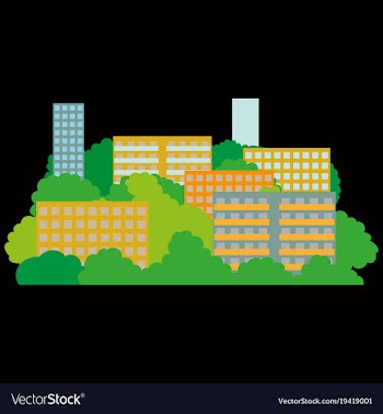 Smart city with contemporary buildings networks vector image
